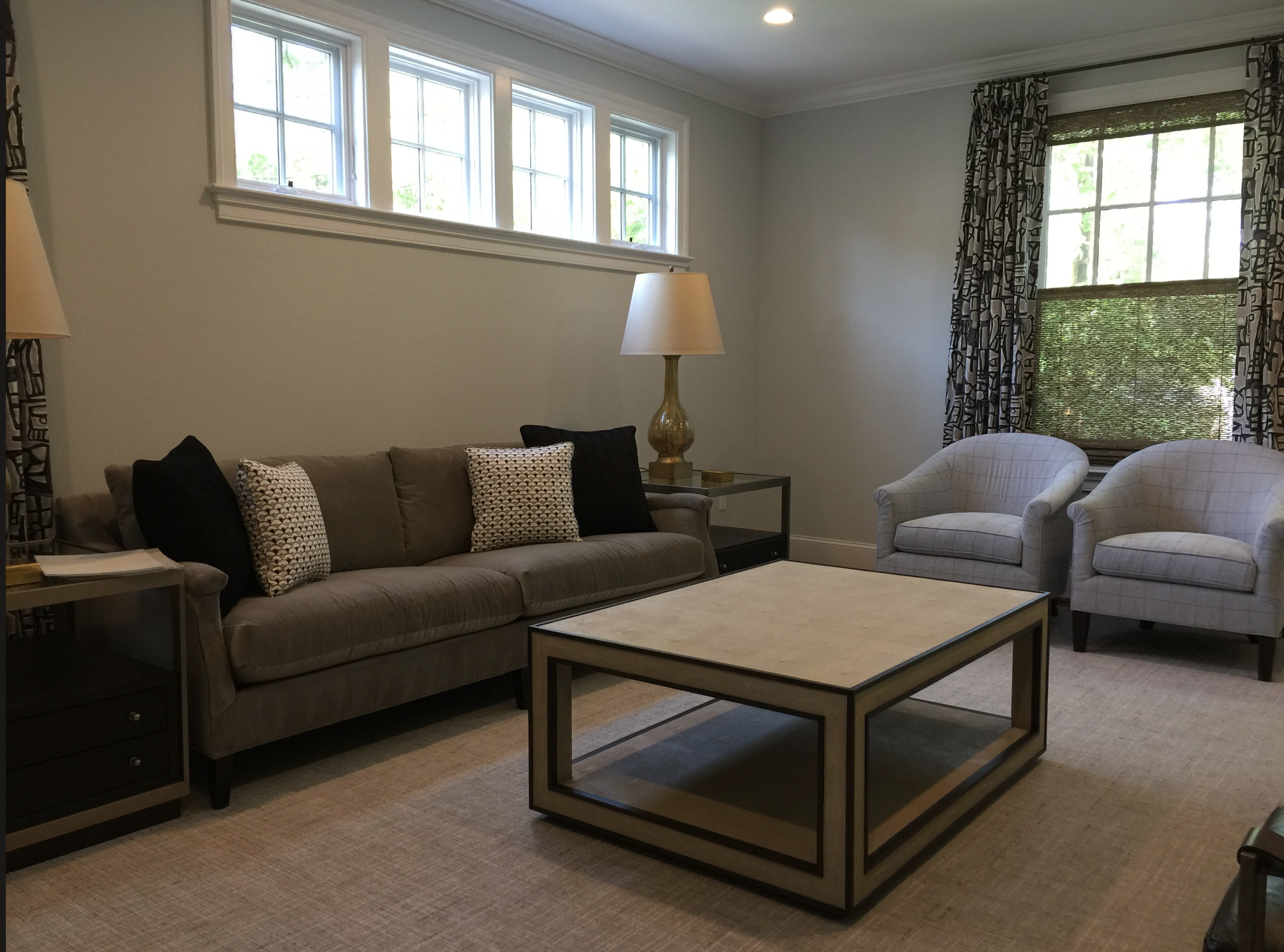Living room in beige and gray