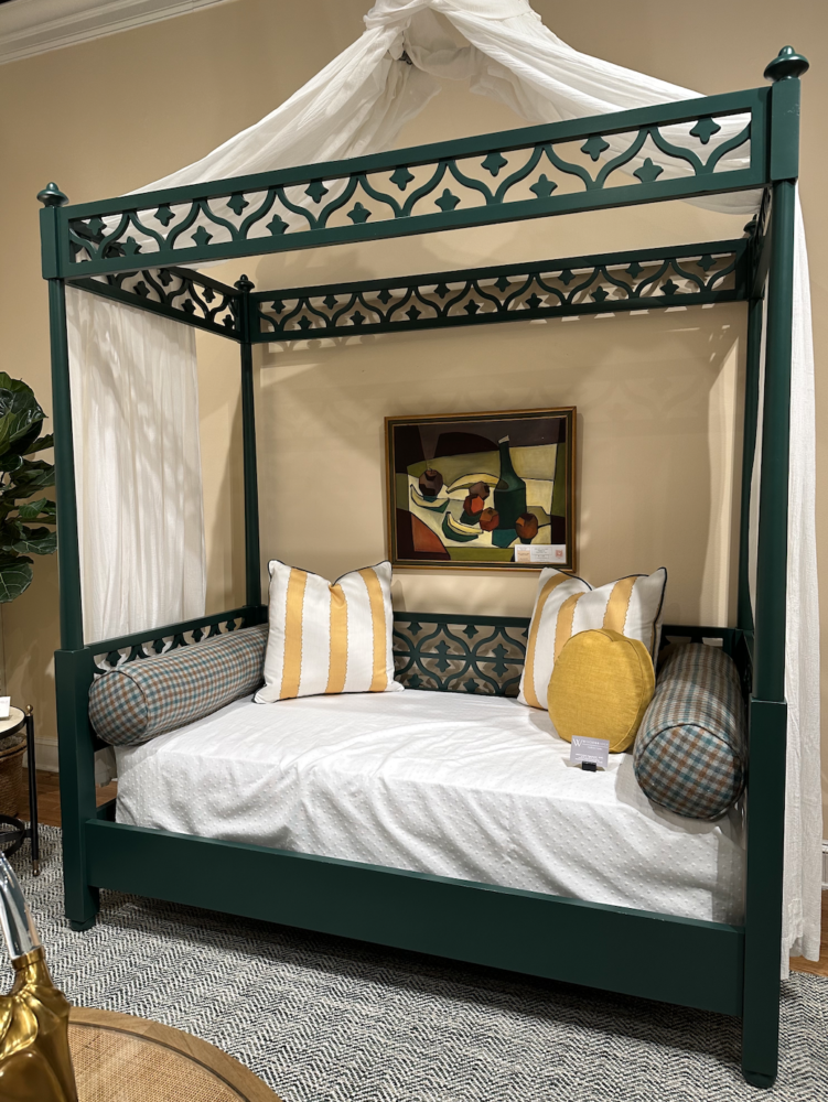 Playful green canopy daybed for children's room or sunroom