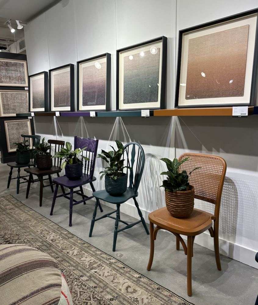 Art work series in earth tones with matching chairs