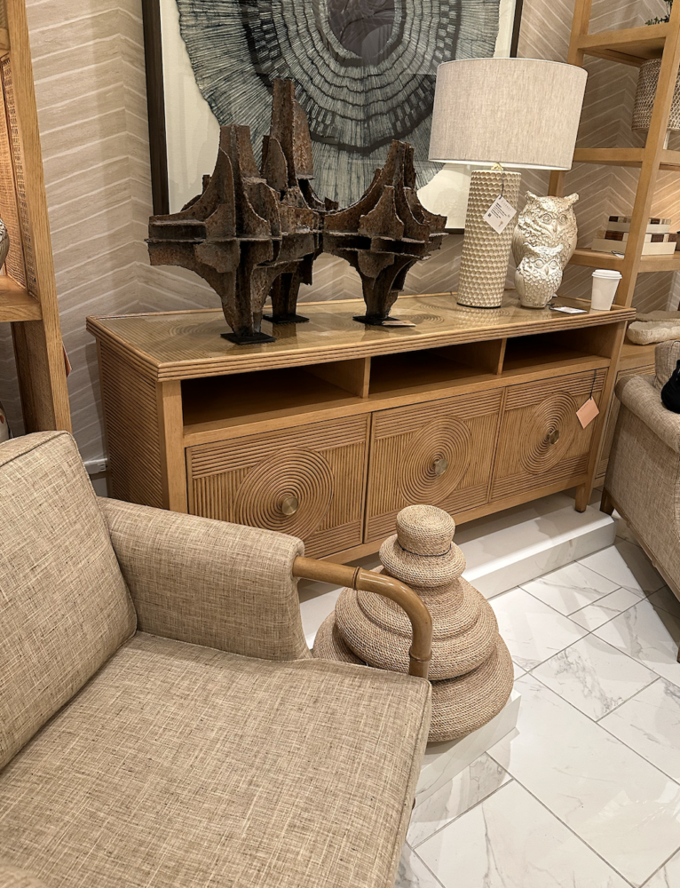 Pencil rattan cabinet in beige room