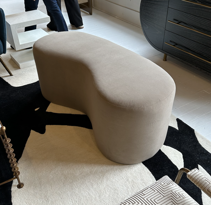 Curved ottoman for family room or living room