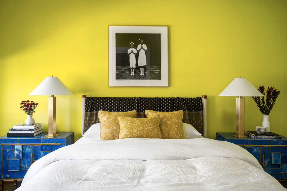 Bright yellow bedroom in Washington, DC