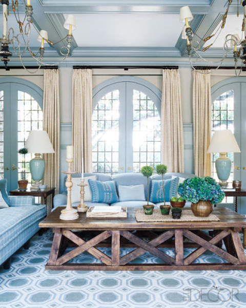 Grand light blue living room