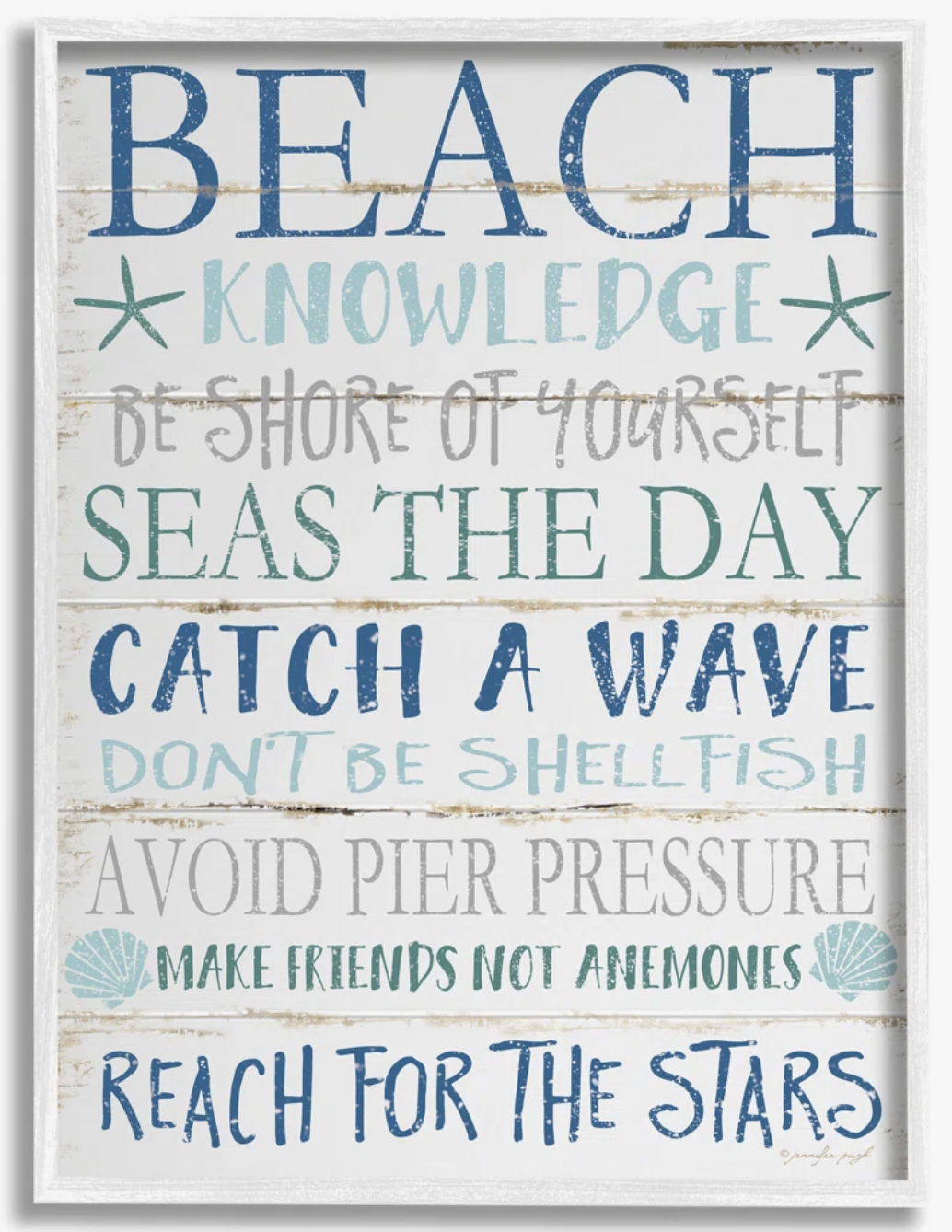 Beach knowledge sign on wood