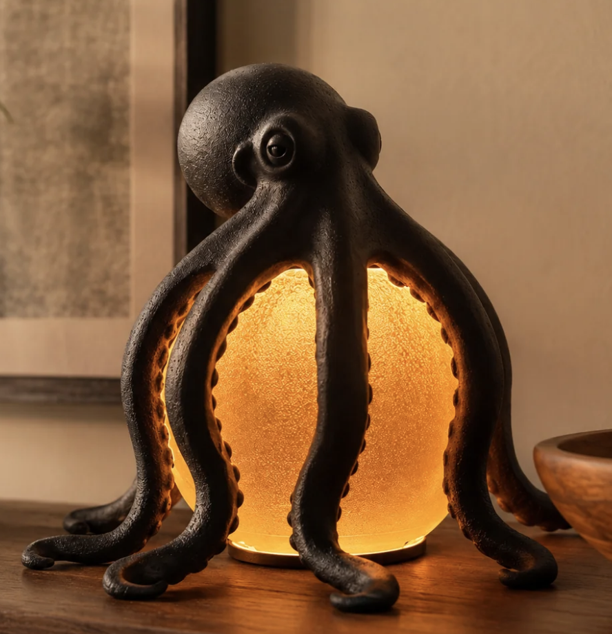 Lamp of octopus over a ball of light