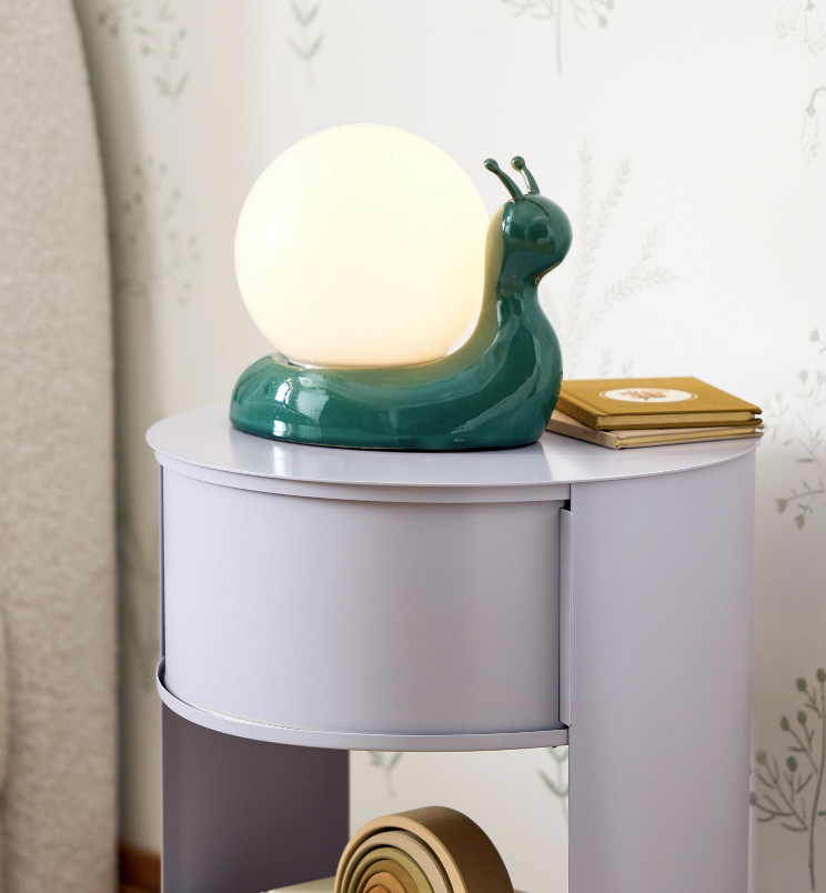 Spherical lamp of teal snail 