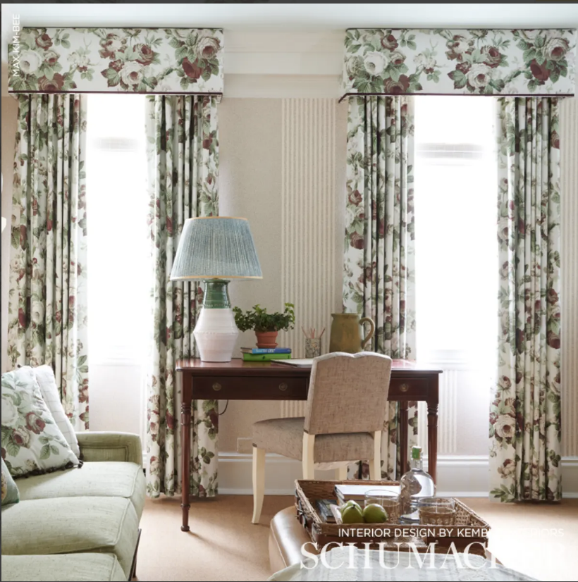 Room with floral drapes