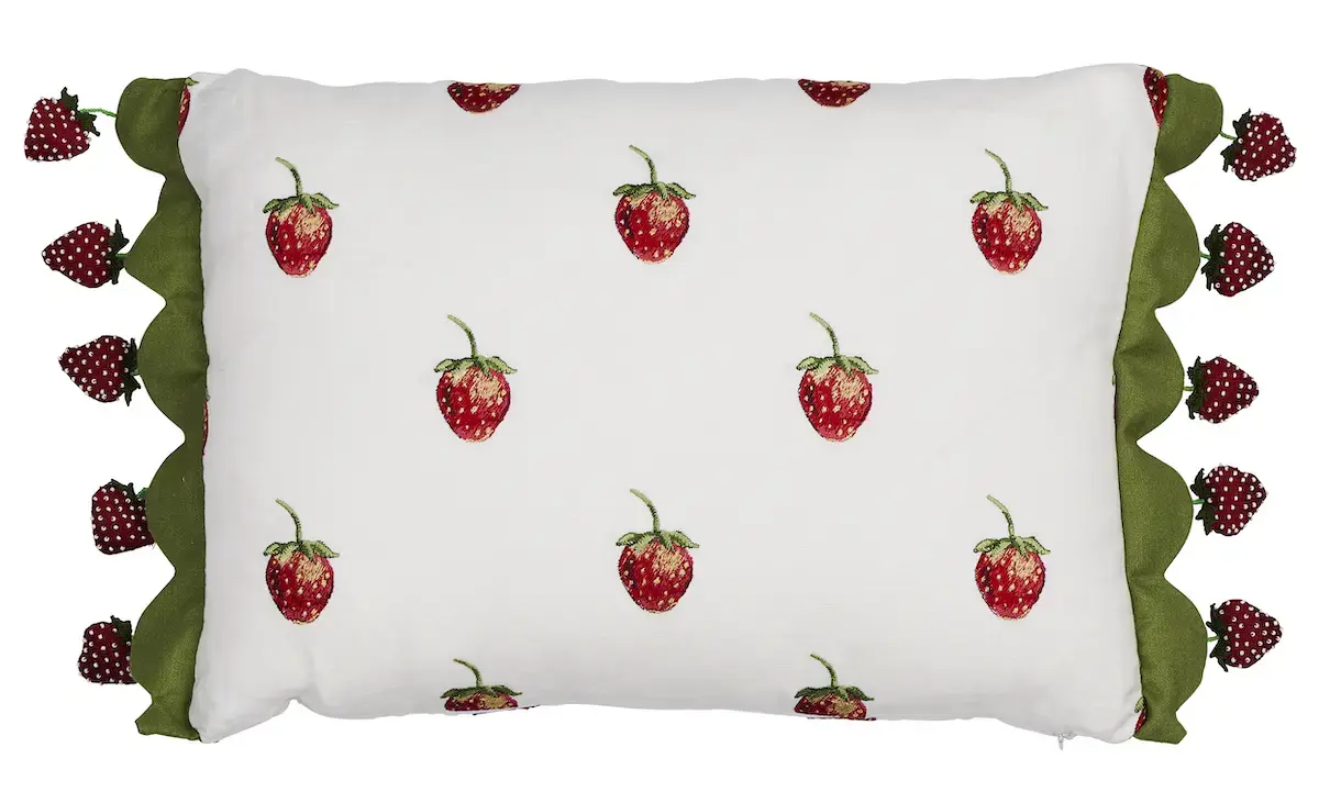 Pillow with strawberry tassels